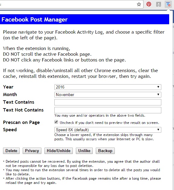 Facebook Post manager 